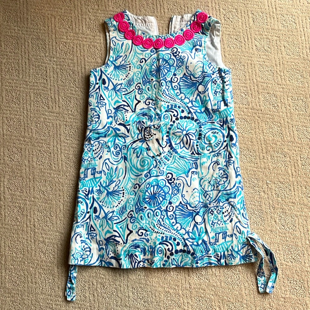Lily Pulitzer size 6 girls dress light blue splash of pink summer spring break